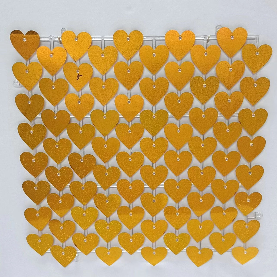 Heart Shape Shimmer Wall Panels / Clip Hole Backing &amp; Heart Sequins - Pink