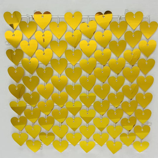 Heart Shape Shimmer Wall Panels / Clip Hole Backing &amp; Heart Sequins - Black
