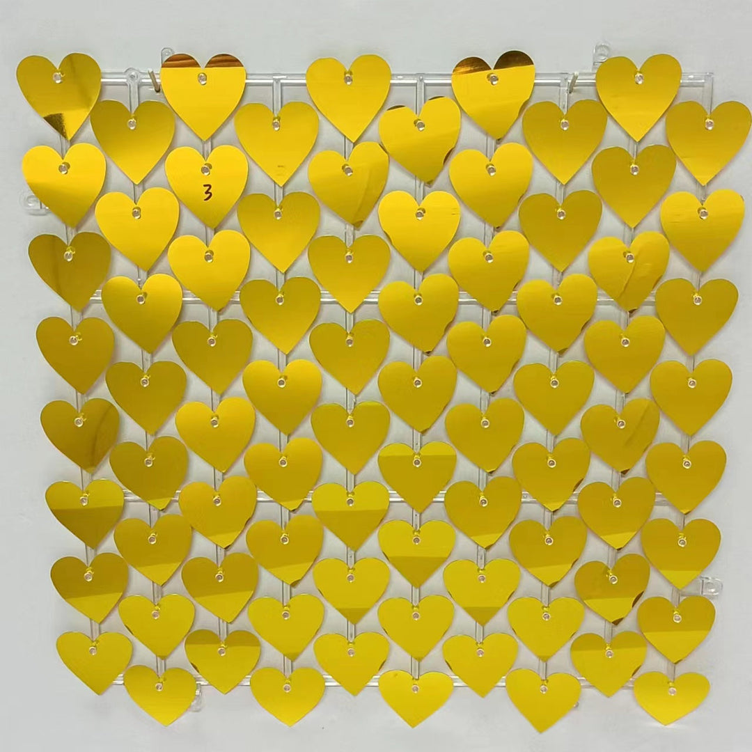 Heart Shape Shimmer Wall Panels / Clip Hole Backing &amp; Heart Sequins - Bright Pink