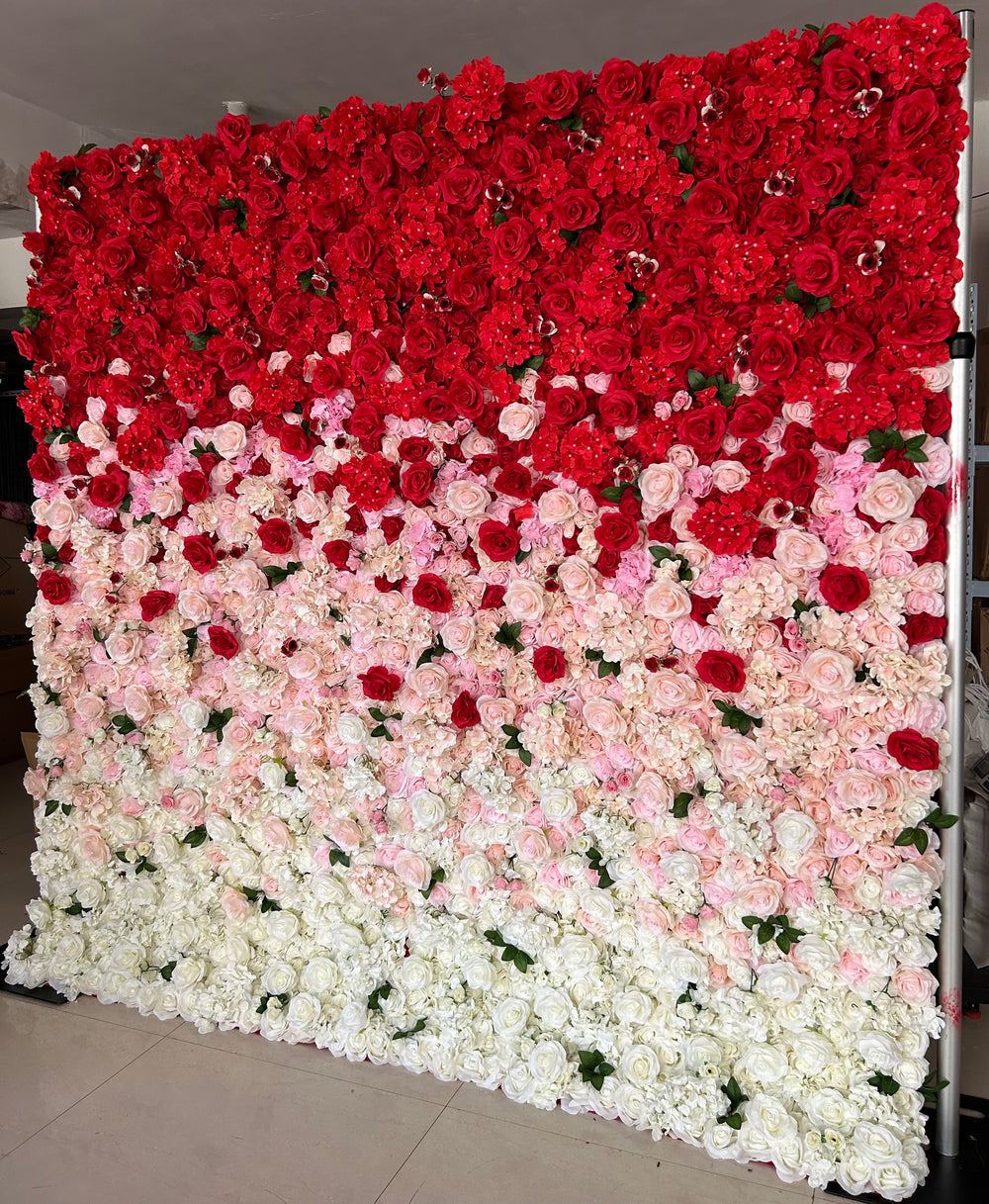 BDJ-001 3D Fabric Artificial Flower Backdrop Rolling Up Curtain Flower Wall - 8ft*8ft