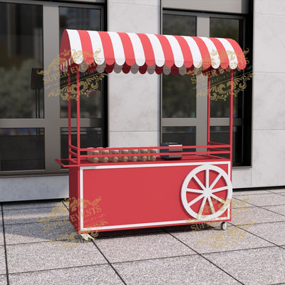 Metal Mobile Trolley Food Cart Candy Dessert Cart with Wheels - Green/Red/Pink/Blue/Orange