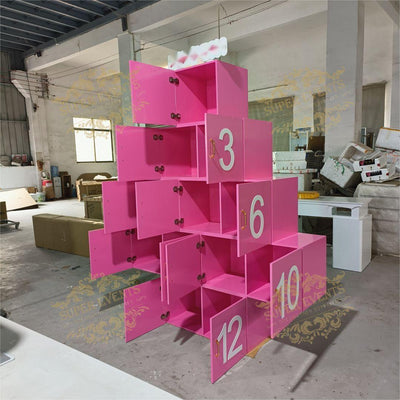 Custom Pink Christmas Letter Number Gift Boxes for Baby Shower Party Decoration