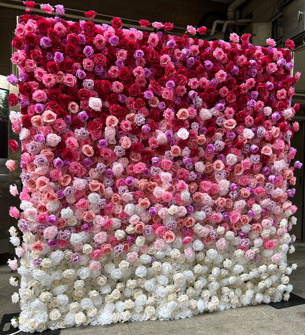 BDJ-120 3D Fabric Artificial Flower Backdrop Rolling Up Curtain Flower Wall - 8ft*8ft