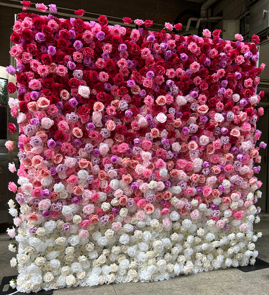 BDJ-120 3D Fabric Artificial Flower Backdrop Rolling Up Curtain Flower Wall - 8ft*8ft