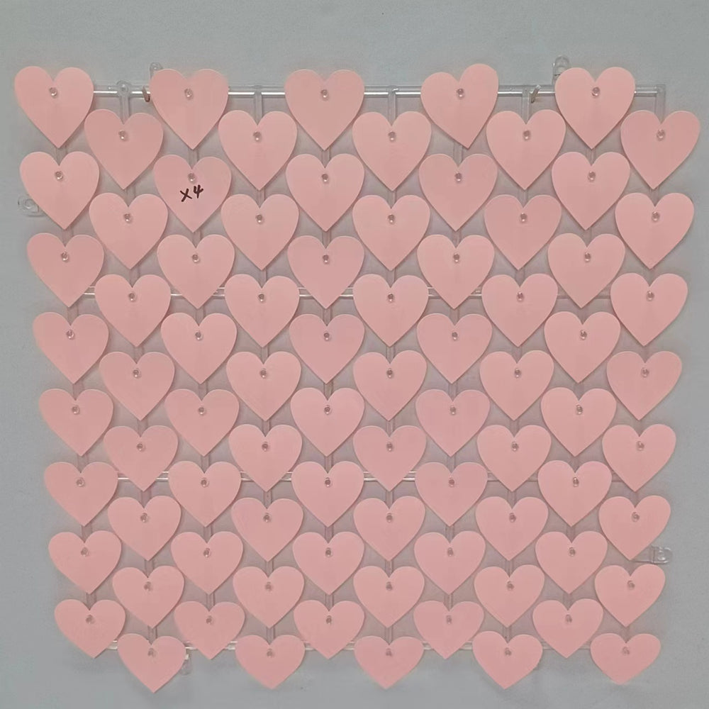 Heart Shape Shimmer Wall Panels / Clip Hole Backing & Heart Sequins - Gold