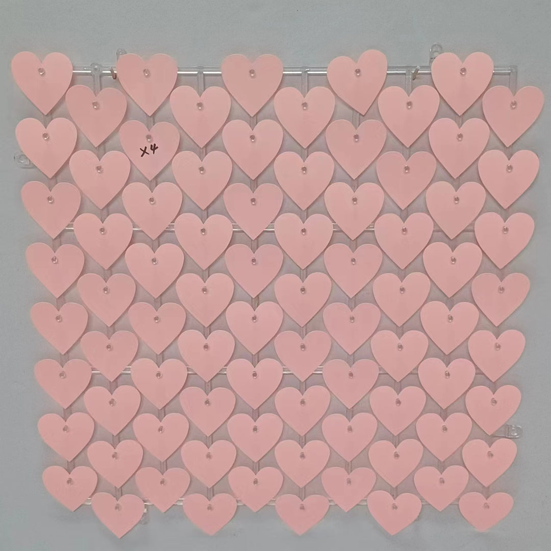 Heart Shape Shimmer Wall Panels / Clip Hole Backing &amp; Heart Sequins - Gold