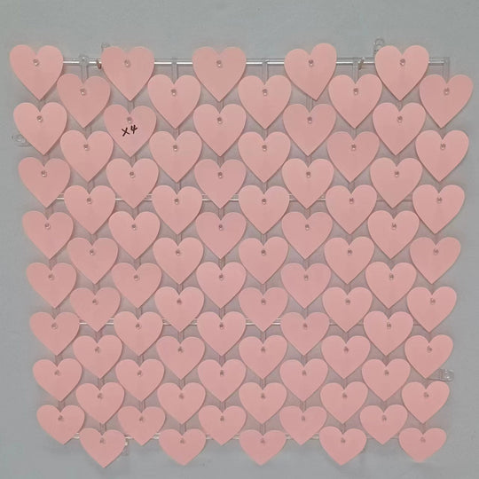 Heart Shape Shimmer Wall Panels / Clip Hole Backing &amp; Heart Sequins - Pink