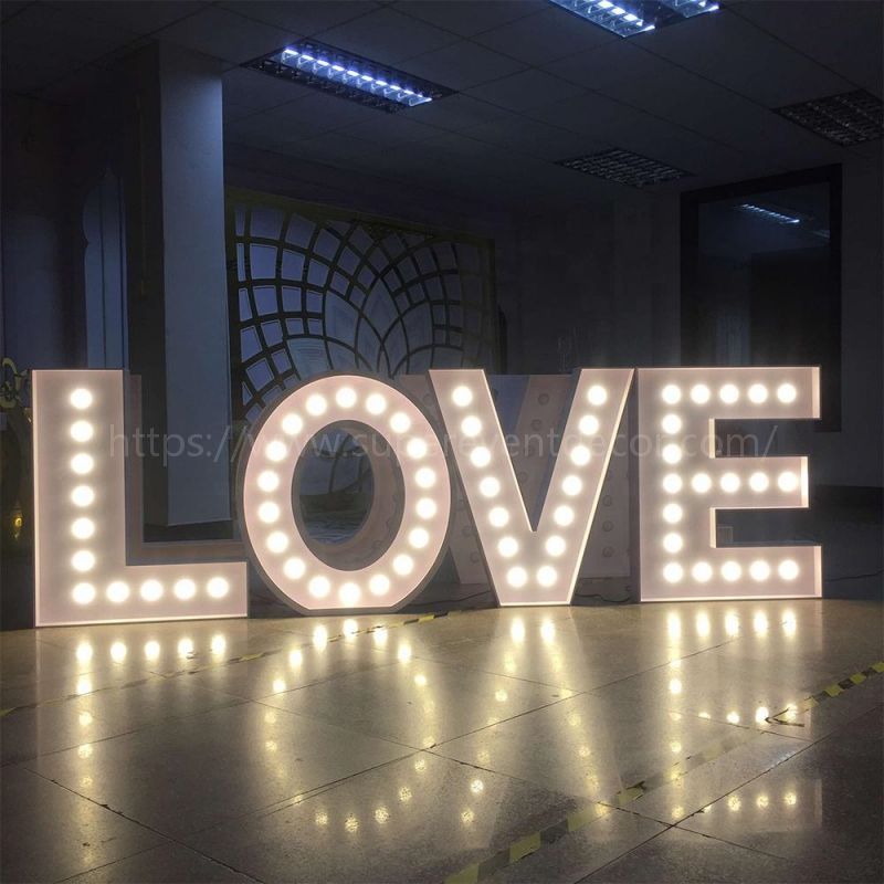 Metal Vintage LED 4ft Marquee Letter Numbers Freestanding Custom 26 Letters - White
