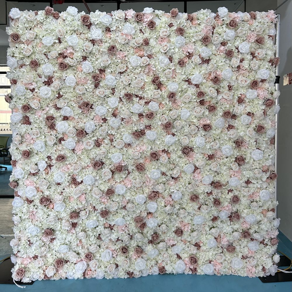 BD-131 3D Fabric Artificial Flower Backdrop Rolling Up Curtain Flower Wall - 8ft*8ft