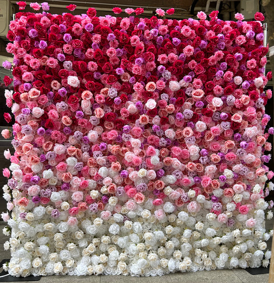 BDJ-120 3D Fabric Artificial Flower Backdrop Rolling Up Curtain Flower Wall - 8ft*8ft