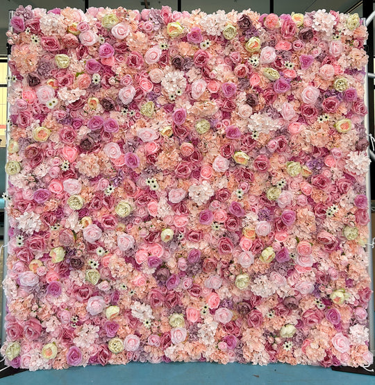 BD-067 3D Fabric Artificial Flower Backdrop Rolling Up Curtain Flower Wall - 8ft*8ft