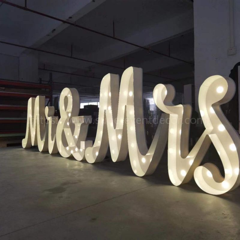 Metal Vintage LED 4ft Marquee Letter Numbers Freestanding Custom 26 Letters - White