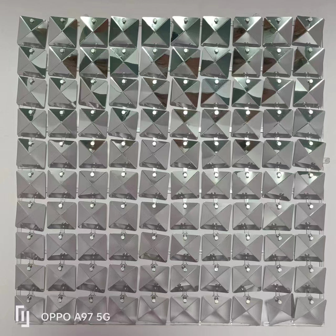 Easy Connect Shimmer Wall Panels / Transparent Grid Backing &amp; Square 3D Sequins - Aqua Blue