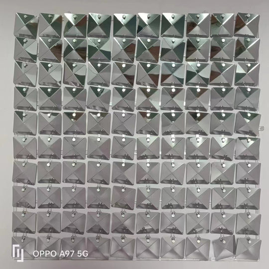 Easy Connect Shimmer Wall Panels / Transparent Grid Backing &amp; Square 3D Sequins - Aqua Blue