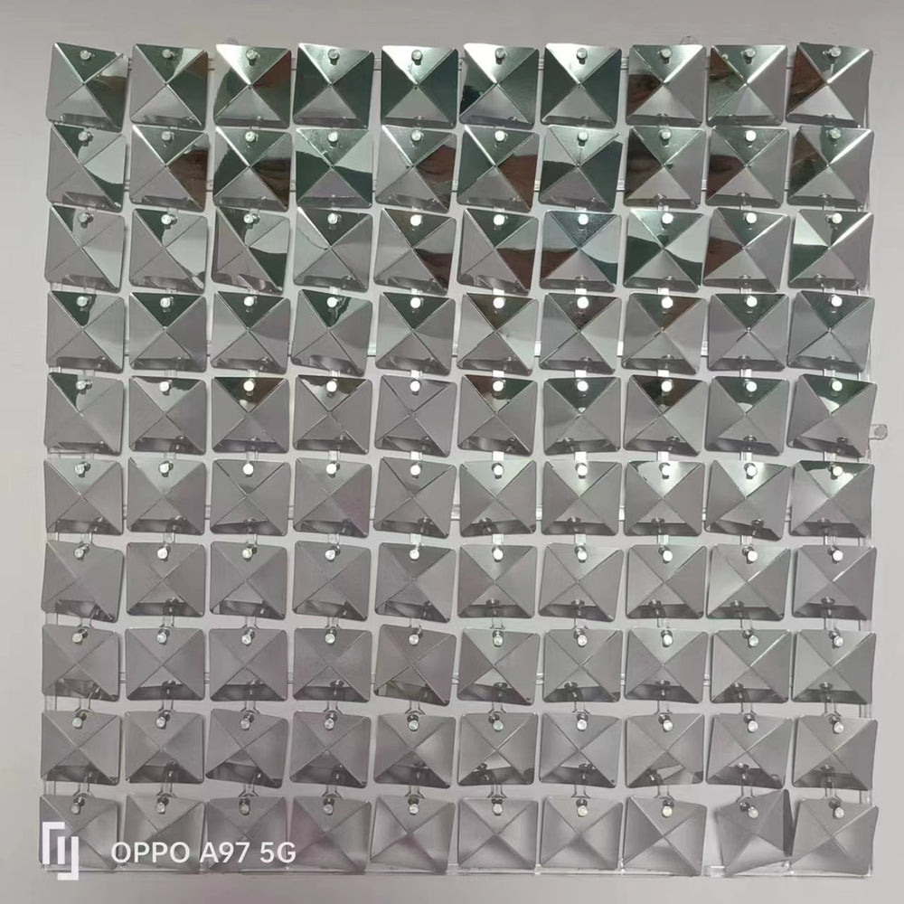 Easy Connect Shimmer Wall Panels / Transparent Grid Backing & Square 3D Sequins - Purple Red