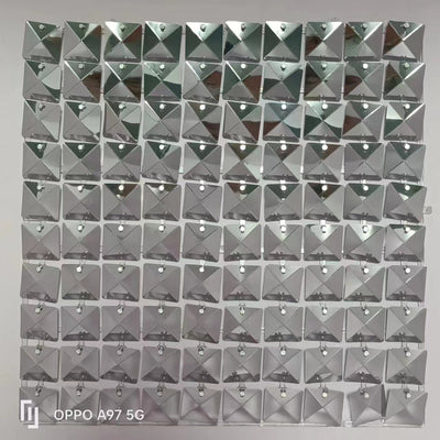 Easy Connect Shimmer Wall Panels / Transparent Grid Backing & Square 3D Sequins - Purple Red