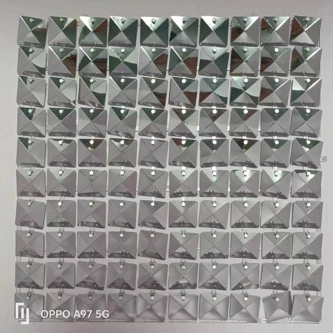 Easy Connect Shimmer Wall Panels / Transparent Grid Backing &amp; Square 3D Sequins - Green