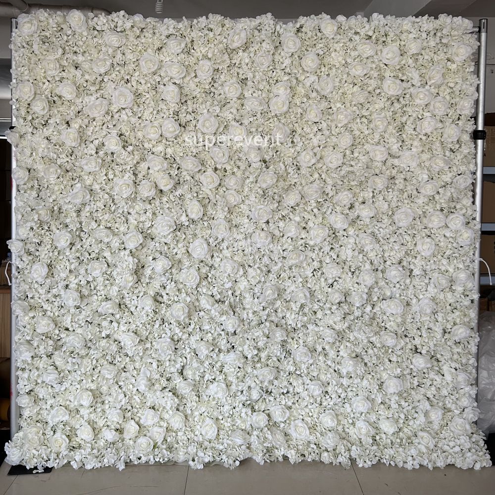 BD-053 3D Fabric Artificial Flower Backdrop Rolling Up Curtain Flower Wall - 8ft*8ft