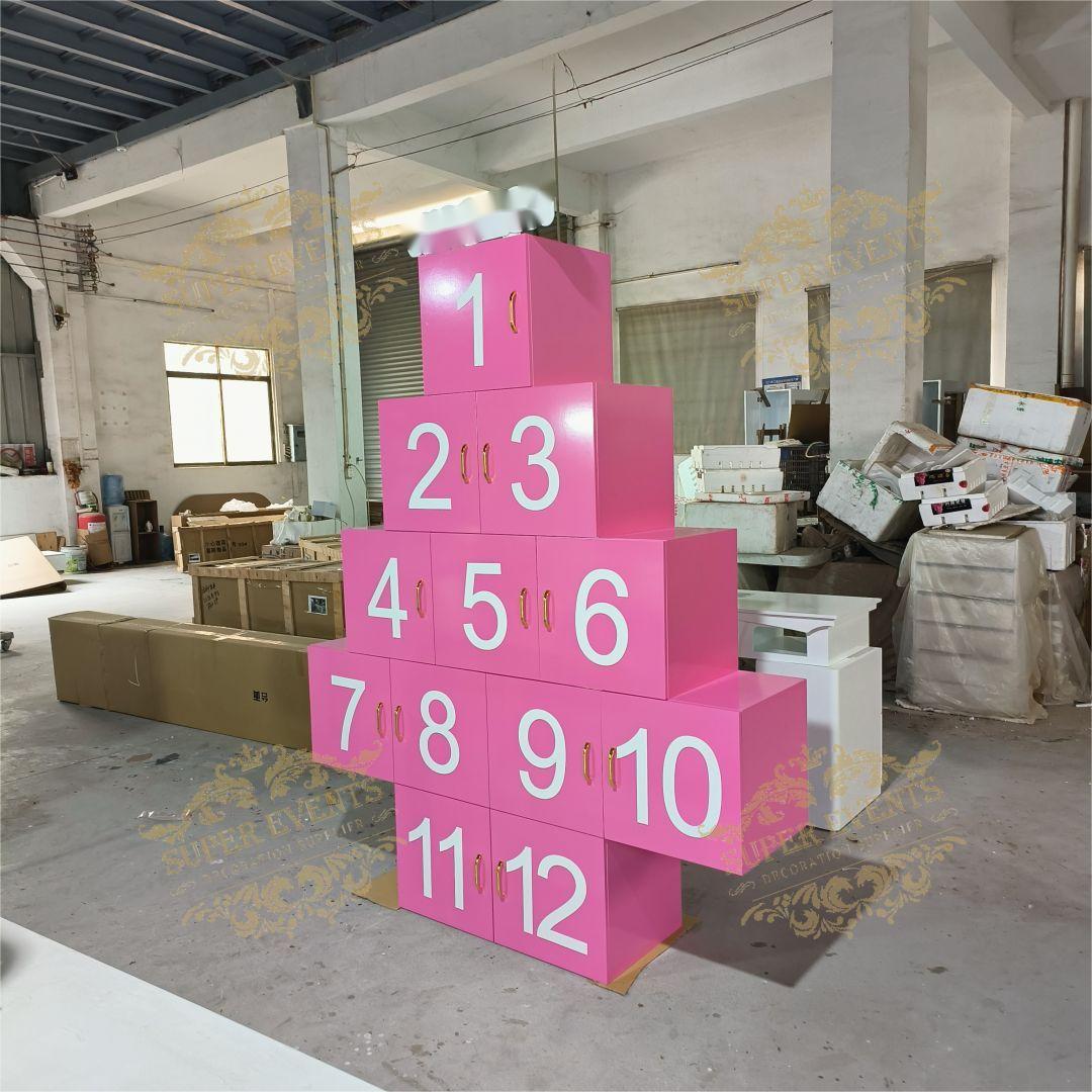 Custom Pink Christmas Letter Number Gift Boxes for Baby Shower Party Decoration