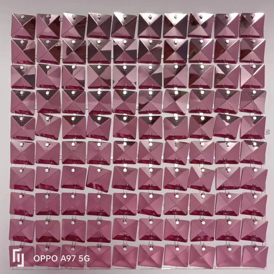 Easy Connect Shimmer Wall Panels / Transparent Grid Backing &amp; Square 3D Sequins - Orange