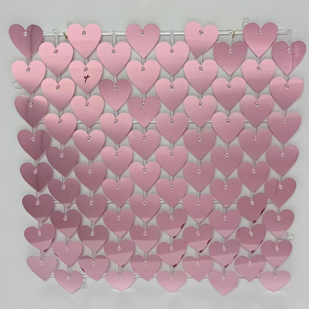 Heart Shape Shimmer Wall Panels / Clip Hole Backing &amp; Heart Sequins - Red