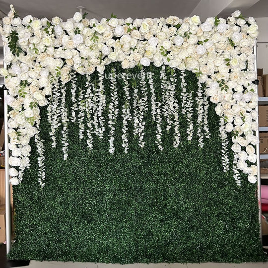BD-015 3D Fabric Artificial Flower Backdrop Rolling Up Curtain Flower Wall - 8ft*8ft