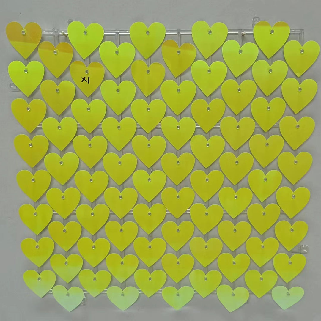 Heart Shape Shimmer Wall Panels / Clip Hole Backing &amp; Heart Sequins - Gold