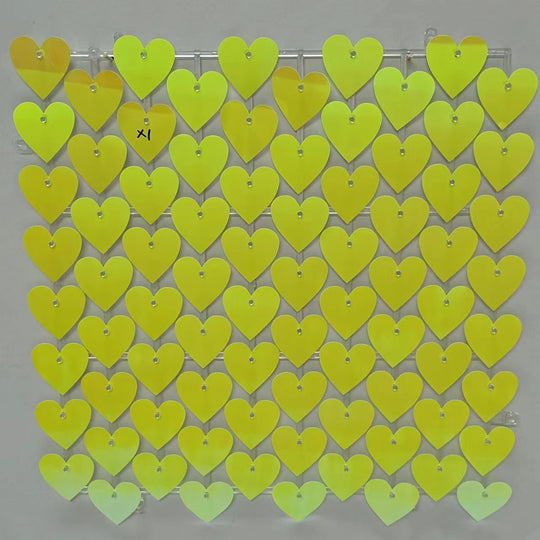 Heart Shape Shimmer Wall Panels / Clip Hole Backing &amp; Heart Sequins - Gold