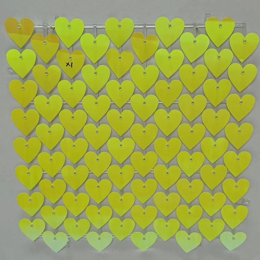 Heart Shape Shimmer Wall Panels / Clip Hole Backing & Heart Sequins - Red