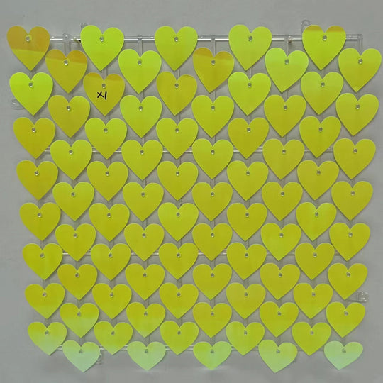 Heart Shape Shimmer Wall Panels / Clip Hole Backing &amp; Heart Sequins - Bright Pink