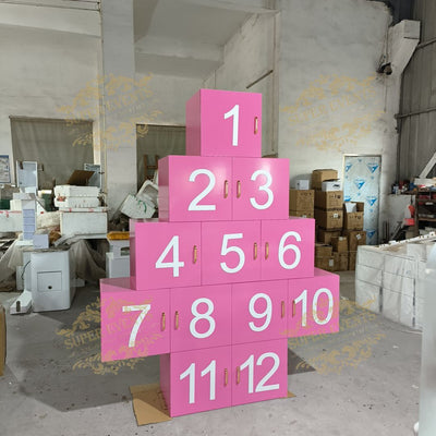 Custom Pink Christmas Letter Number Gift Boxes for Baby Shower Party Decoration