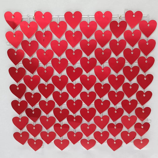Heart Shape Shimmer Wall Panels / Clip Hole Backing &amp; Heart Sequins - Gold