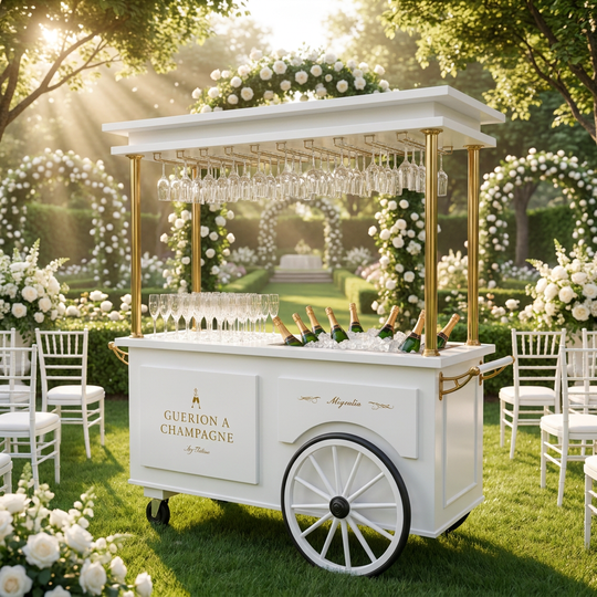 ARTGA Murphy | Luxury Wedding Champagne &amp; Flower Cart