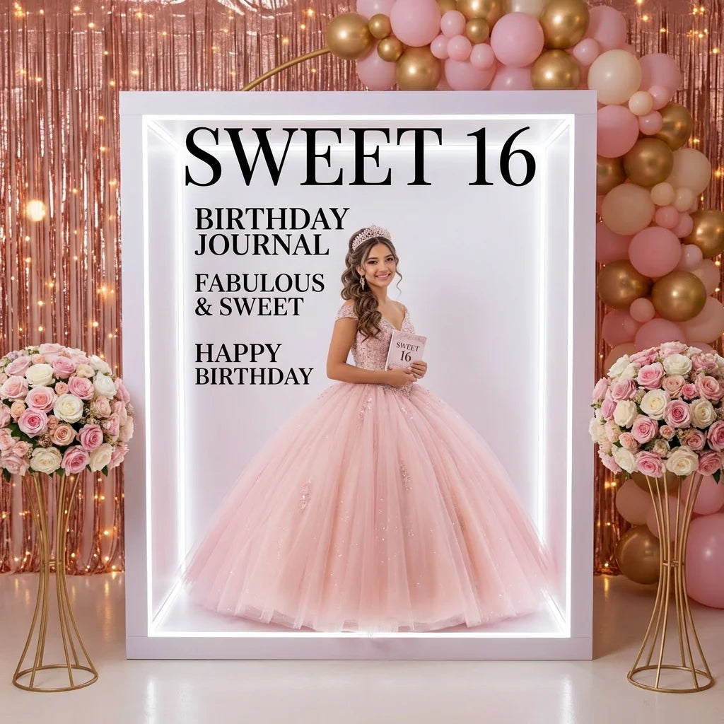 Premium Interactive Magazine Cover Photo Booth Prop Box - Heavy Duty Vogue-Style Event Backdrop