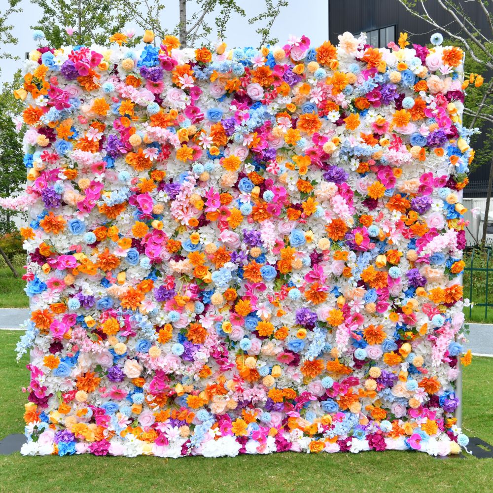 BD-120 5D Fabric Artificial Flower Backdrop Rolling Up Curtain Grass Wall - 8ft*8ft