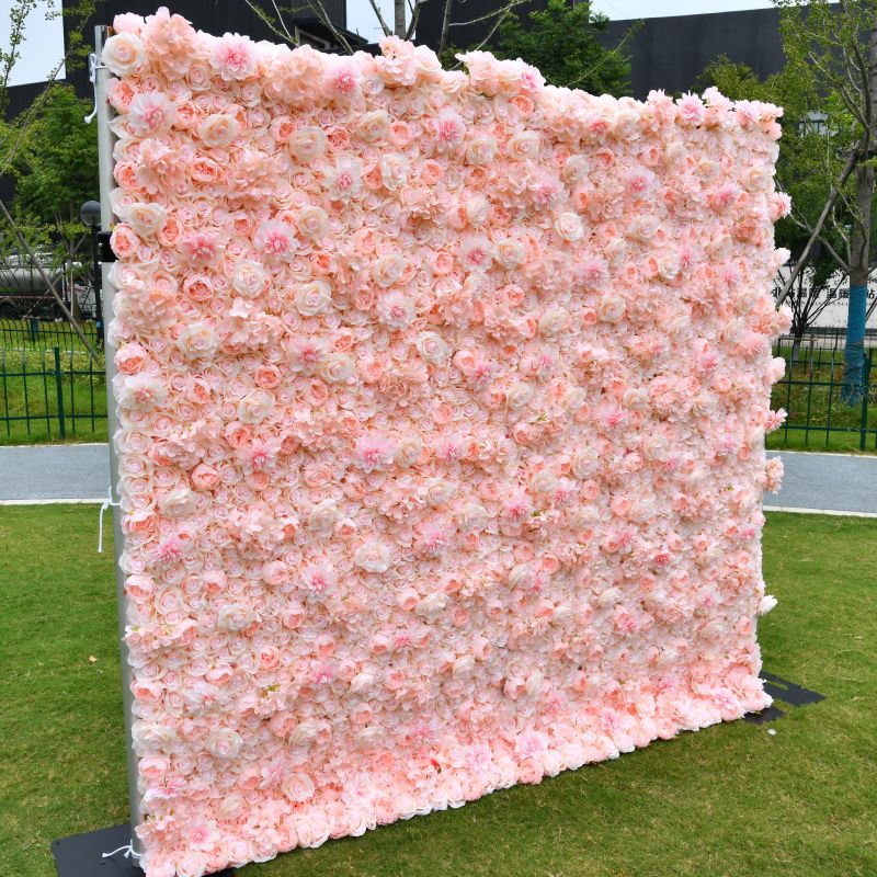 BD-121 3D Fabric Artificial Flower Backdrop Rolling Up Curtain Flower Wall - 8ft*8ft