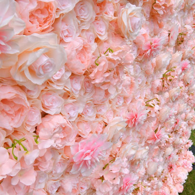 BD-121 3D Fabric Artificial Flower Backdrop Rolling Up Curtain Flower Wall - 8ft*8ft