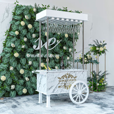 PVC Champagne Cart with Wheels - White