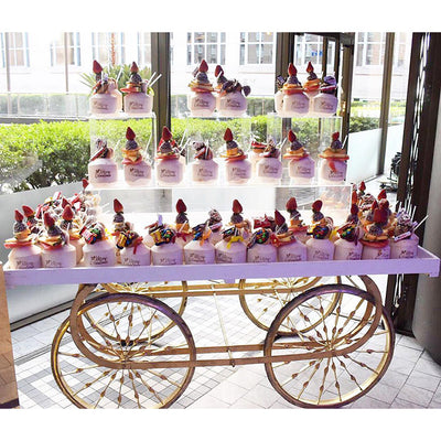 MDF+Metal Candy Dessert Cart with Wheels - White