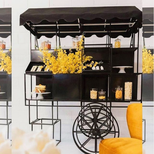 Metal Candy Dessert Cart with Wheels - Black/White/Pink/Blue