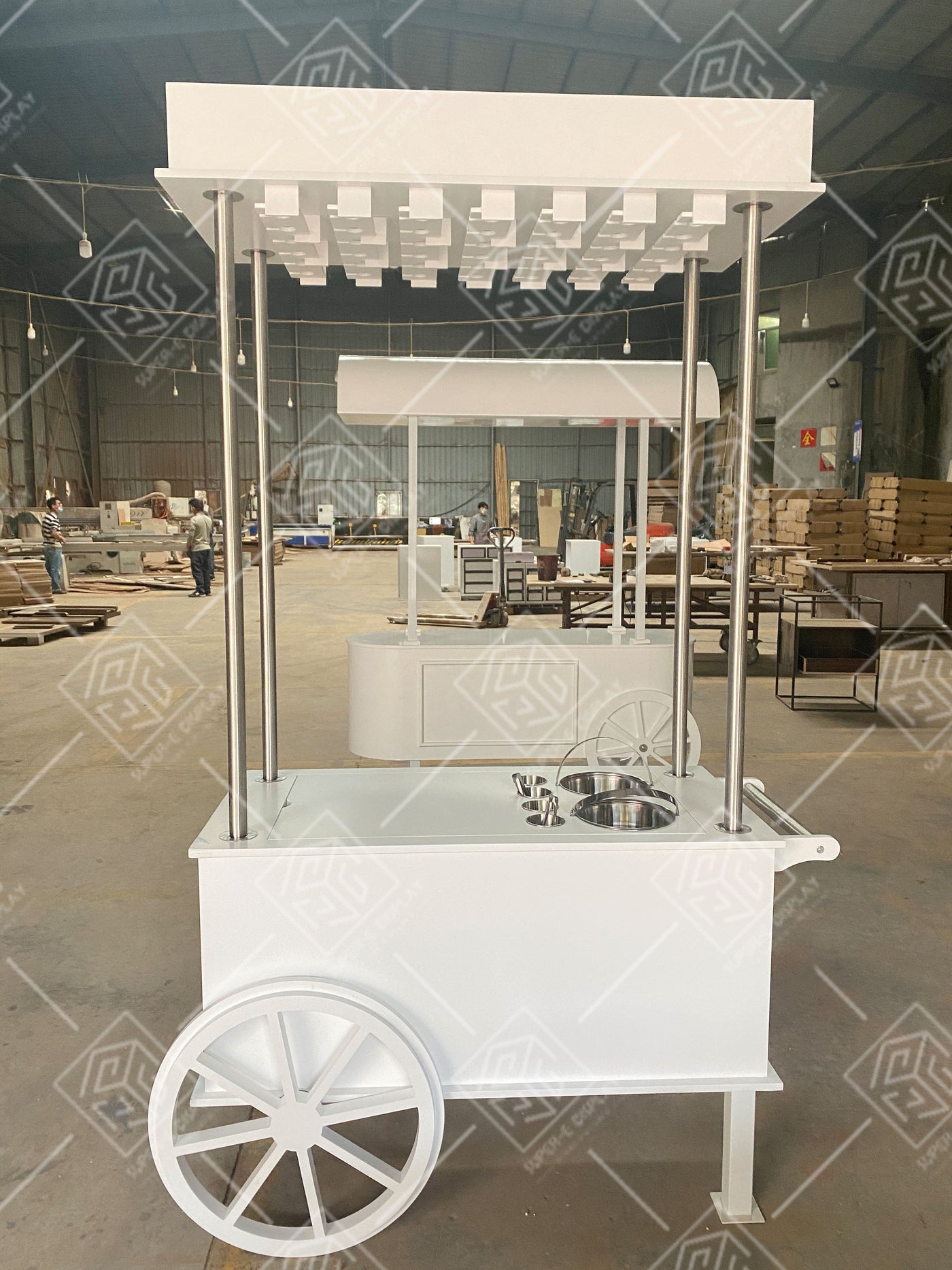 PVC Champagne Cart with Wheels - White/Pink