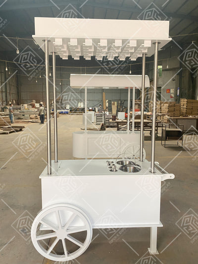 PVC Champagne Cart with Wheels - White/Pink