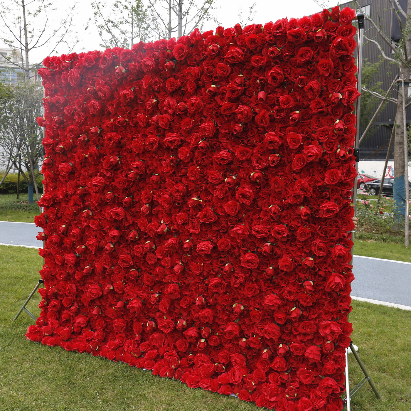 BD-041 3D Fabric Artificial Flower Backdrop Rolling Up Curtain Flower Wall - 8ft*8ft