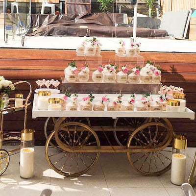 MDF+Metal Candy Dessert Cart with Wheels - White