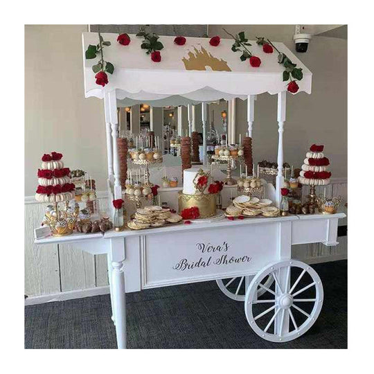 PVC+Acrylic Candy Dessert Cart with Wheels - White