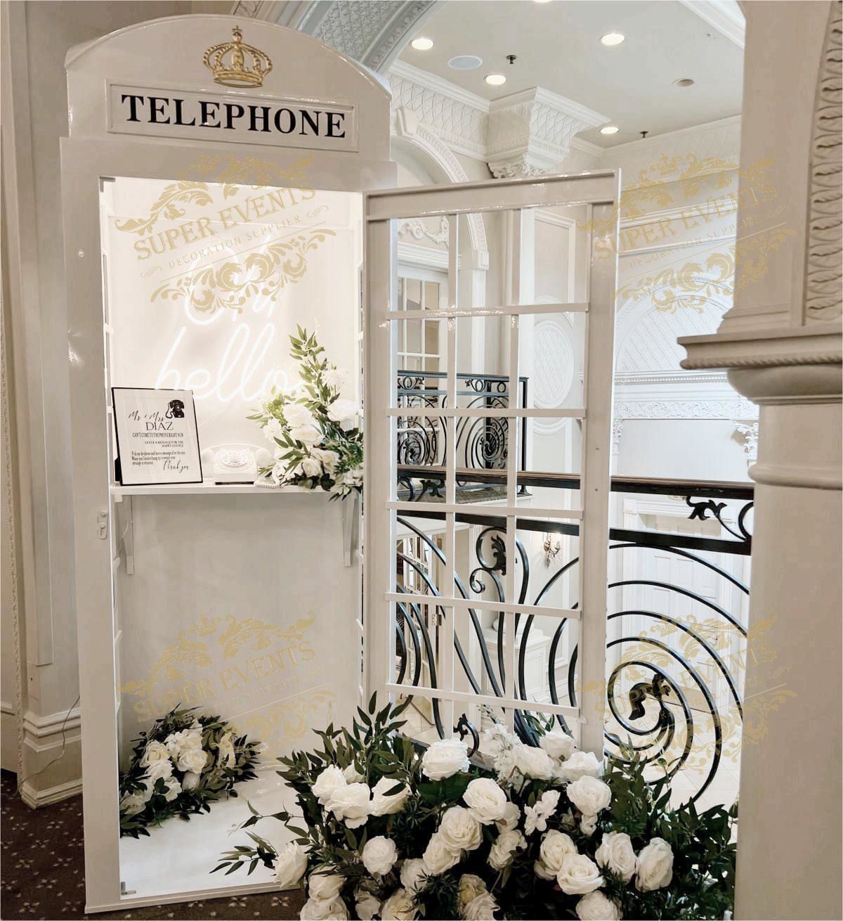 London Telephone Booth English Phone Box - White