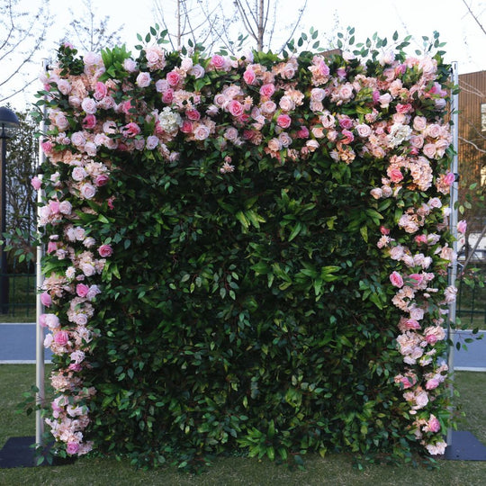 BD-072 5D Fabric Artificial Flower Backdrop Rolling Up Curtain Grass Wall - 8ft*8ft