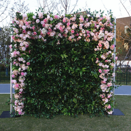 BD-072 5D Fabric Artificial Flower Backdrop Rolling Up Curtain Grass Wall - 8ft*8ft