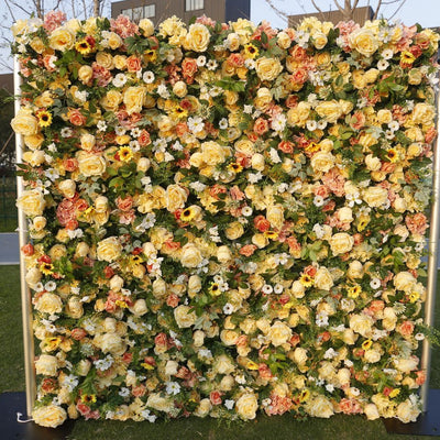 BD-087 5D Fabric Artificial Flower Backdrop Rolling Up Curtain Grass Wall - 8ft*8ft