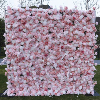 BD-102 3D Fabric Artificial Flower Backdrop Rolling Up Curtain Flower Wall - 8ft*8ft
